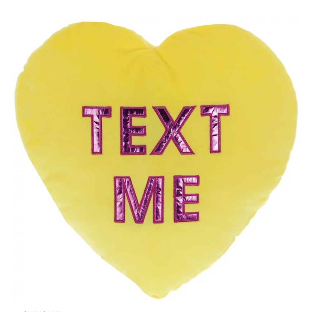 Yellow text me candy hearts Valentine’s Day pillow target